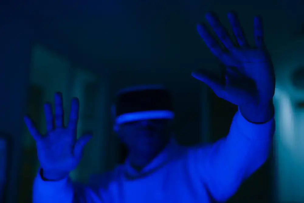 Players immersed in a virtual reality gaming session